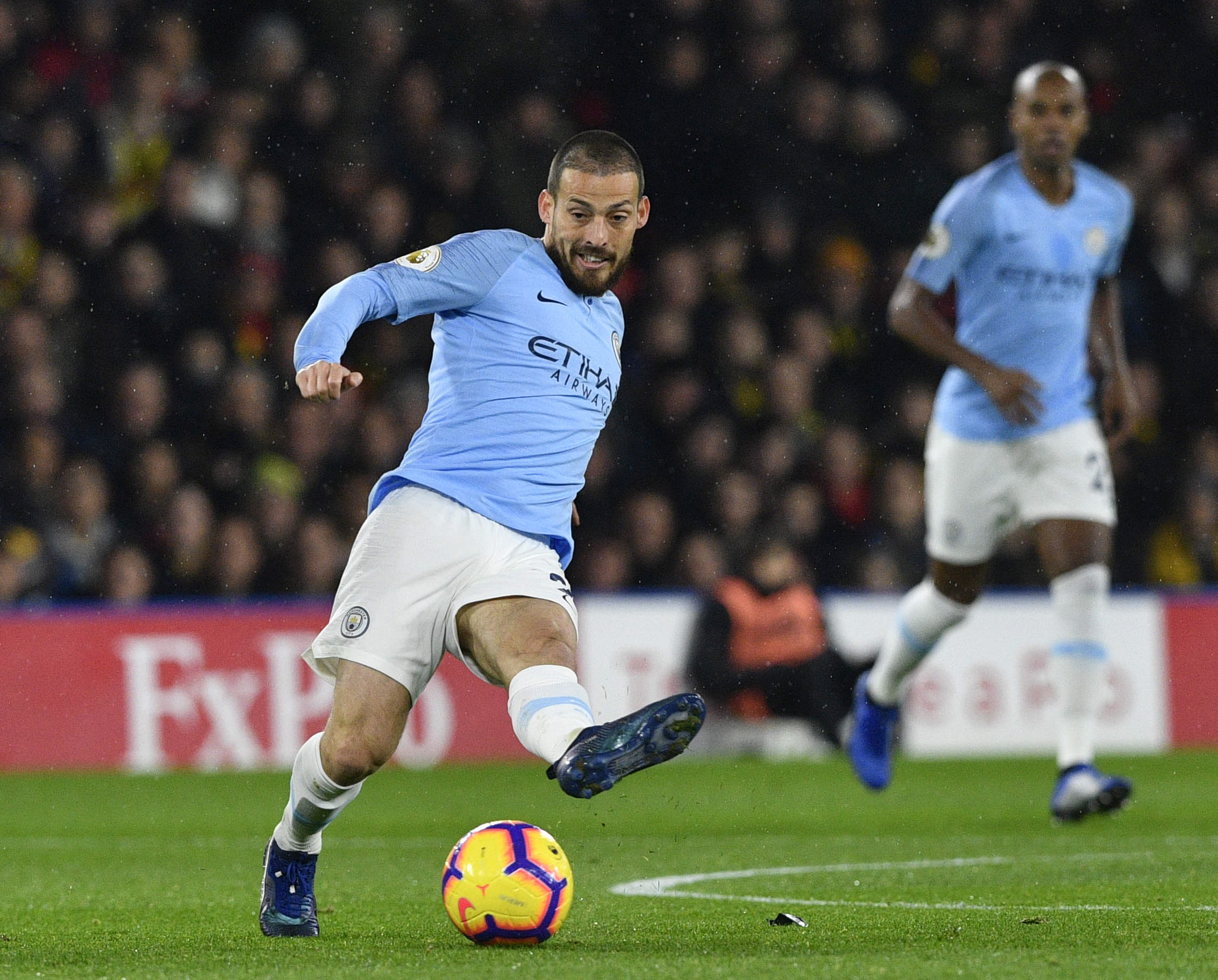 epa07208735 Manchester City's David Silva in action during the Premier League soccer match between Watford FC and Manchester City at Vicarage Road Stadium, 04 December 2018. EPA-EFE/NEIL HALL EDITORIAL USE ONLY. No use with unauthorized audio, video, data, fixture lists, club/league logos or 'live' services. Online in-match use limited to 120 images, no video emulation. No use in betting, games or single club/league/player publications.