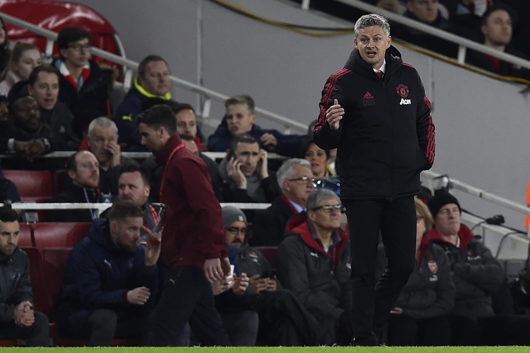 epa07319770 Manchester United manager Ole Gunnar Solskjær during the English FA Cup fourth round game against Arsenal at Emirates Stadium, London , Britain, 25 January 2019. EPA-EFE/WILL OLIVER EDITORIAL USE ONLY. No use with unauthorized audio, video, data, fixture lists, club/league logos or 'live' services. Online in-match use limited to 120 images, no video emulation. No use in betting, games or single club/league/player publications